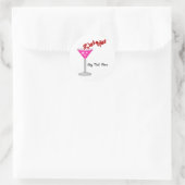 Roze Valentijnsdag Cocktail Custom Party Favor Ronde Sticker (Tas)