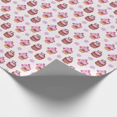 Roze Valentijnsdag Cupcake Cadeaupapier (Hoek)