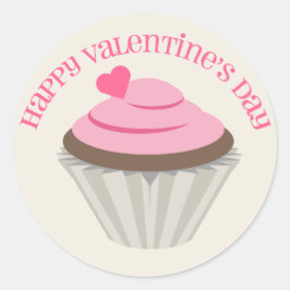 Roze Valentijnsdag Cupcake Sticker