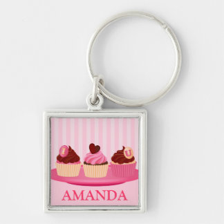 Roze Valentijnsdag Cupcakes Sleutelhanger