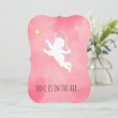Roze Valentijnsdag Cupid Tennis Player Feestdagenkaart (Staand voorkant)