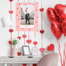 Roze Valentijnsdag fotoposter met rode harten Perfect Poster