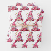 Roze Valentijnsdag Gnome Inpakpapier Vel (In situ)