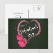 Roze Valentijnsdag hartbloemen Feestdagenkaart (Voorkant / Achterkant)