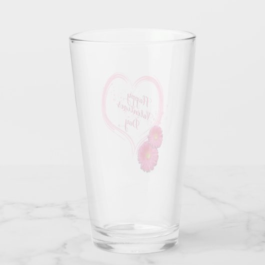 Roze Valentijnsdag hartbloemen Glas (Achterkant)