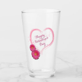 Roze Valentijnsdag hartbloemen Glas