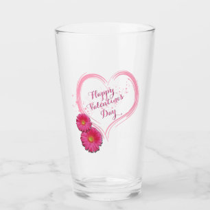 Roze Valentijnsdag hartbloemen Glas