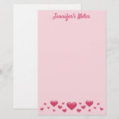 Roze Valentijnsdag-harten & aangepaste tekst Briefpapier (Voorkant / Achterkant)