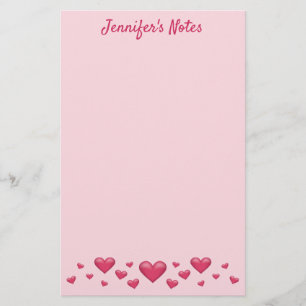 Roze Valentijnsdag-harten & aangepaste tekst Briefpapier