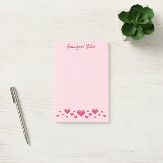 Roze Valentijnsdag-harten & aangepaste tekst Post-it® Notes (Kantoor)