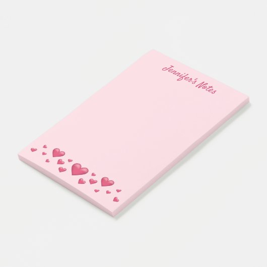 Roze Valentijnsdag-harten & aangepaste tekst Post-it® Notes (Schuin)
