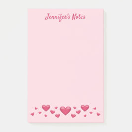 Roze Valentijnsdag-harten & aangepaste tekst Post-it® Notes