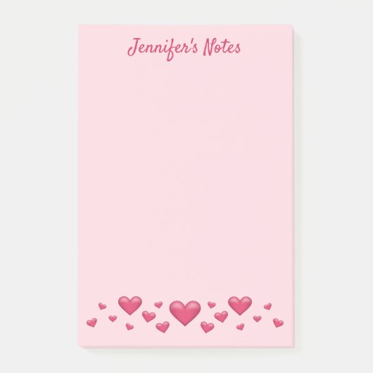 Roze Valentijnsdag-harten & aangepaste tekst Post-it® Notes (Voorkant)
