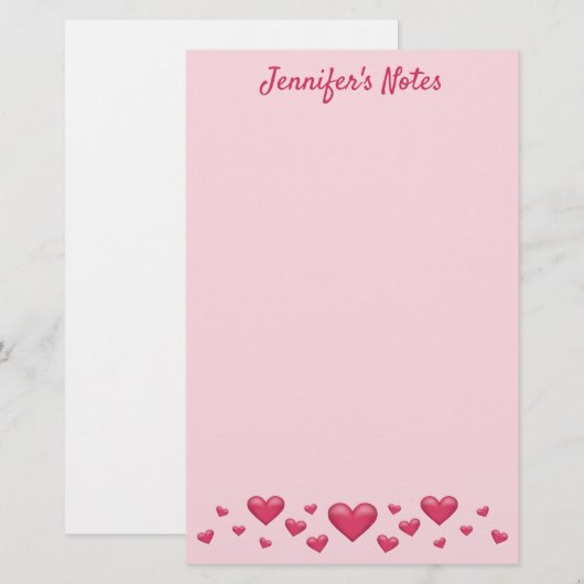 Roze Valentijnsdag Harten en aangepaste tekst Briefpapier (Voorkant / Achterkant)