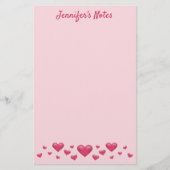 Roze Valentijnsdag Harten en aangepaste tekst Briefpapier (Voorkant)