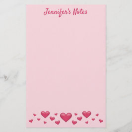Roze Valentijnsdag Harten en aangepaste tekst Briefpapier