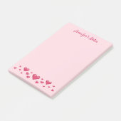 Roze Valentijnsdag Harten en aangepaste tekst Post-it® Notes (Schuin)