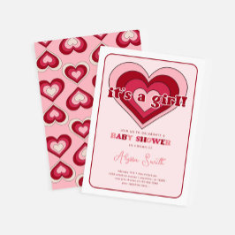 Roze Valentijnsdag Harten Meisje Baby shower Kaart