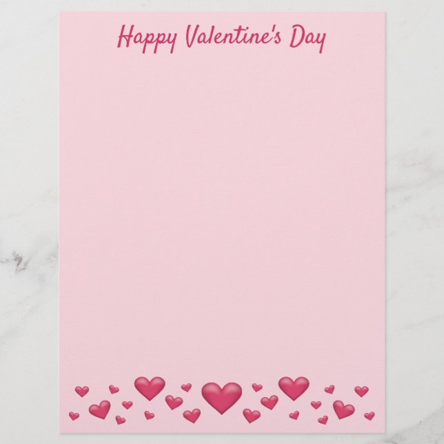 Roze Valentijnsdag Hartjes & Aangepaste Tekst Briefhoofd (Voorkant)