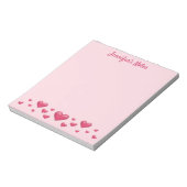 Roze Valentijnsdag Hartjes & Aangepaste Tekst Notitieblok (Linkerzijde)