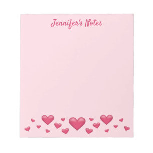 Roze Valentijnsdag Hartjes & Aangepaste Tekst Notitieblok