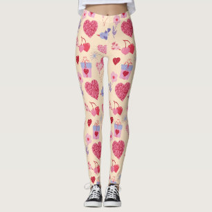 Roze Valentijnsdag Iconenpatroon Leggings
