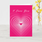 Roze Valentijnsdag Kaart met harten - I Love You (Gele Bloem)