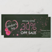 Roze Valentijnsdag Korting op hartbloemen Kaart (Voorkant / Achterkant)