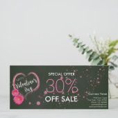 Roze Valentijnsdag Korting op hartbloemen Kaart (Staand voorkant)