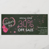 Roze Valentijnsdag Korting op hartbloemen Kaart (Voorkant)