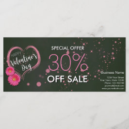Roze Valentijnsdag Korting op hartbloemen Kaart