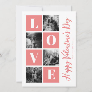 Roze Valentijnsdag LIEFDE Foto-raster Feestdagenkaart