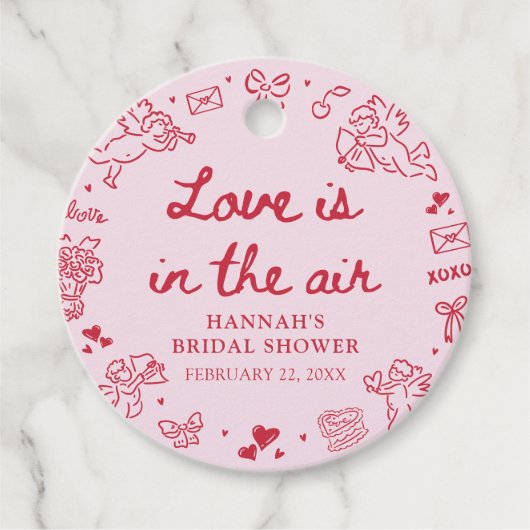 Roze Valentijnsdag Liefde is in de Lucht Bruidsfee Bedankjes Labels (Voorkant)