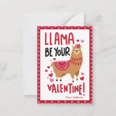  roze Valentijnsdag Llama Classroom Notitiekaartje (Voorkant)