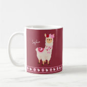  roze Valentijnsdag Llama Little Girl Mok (Links)