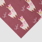  roze Valentijnsdag Llama Little Girl Name Tissuepapier (Detail)