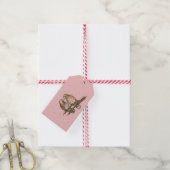 Roze Valentijnsdag Lovebird Red Tailed Hawk Bird Cadeaulabel (Met Touw)