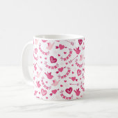 Roze Valentijnsdag maakt het pijlpatroon Koffiemok (Voorkant links)