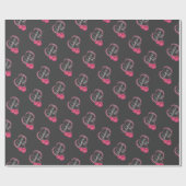 Roze Valentijnsdag met hartbloemen Cadeaupapier (Vlak)