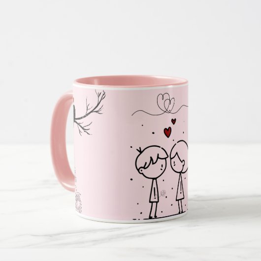 Roze Valentijnsdag Monogram Koffiemok Mok (Voorkant links)