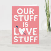 Roze Valentijnsdag Ons spul is liefdesspul Feestdagen Kaart (Voorkant)