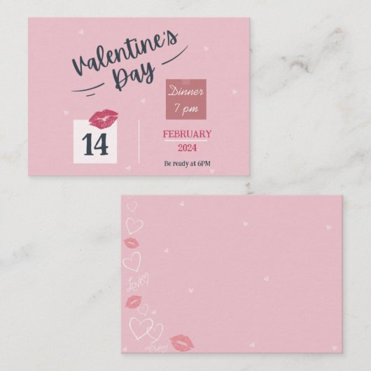 Roze Valentijnsdag Partij Uitnodiging (Voorkant / Achterkant)