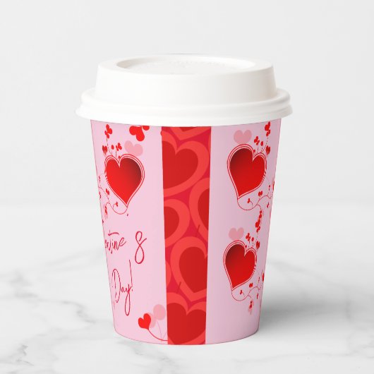 Roze - Valentijnsdag Party Red Heart Papieren Bekers (Links)