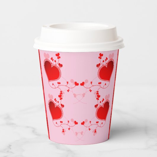 Roze - Valentijnsdag Party Red Heart Papieren Bekers (Achterkant)