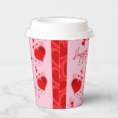 Roze - Valentijnsdag Party Red Heart Papieren Bekers (Rechts)