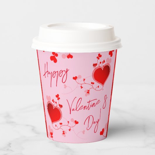 Roze - Valentijnsdag Party Red Heart Papieren Bekers