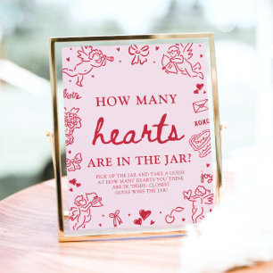 Roze Valentijnsdag Raad hoeveel harten Baby Shower Poster