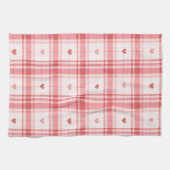 Roze Valentijnsdag Romantisch geruit hartpatroon Theedoek (Horizontaal)