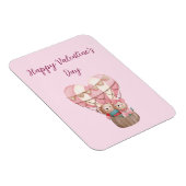 Roze Valentijnsdag teddy heeft heteluchtballon Ca Magneet (Rechterzijde)