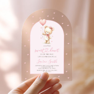 Roze Valentijnsdag Teddybeer Babyshower Meisje Acryl Uitnodigingen
